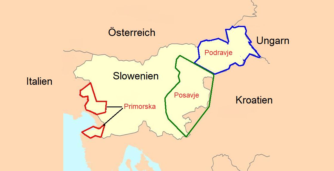 Slowenien - Karte mit den Weinbauregionen