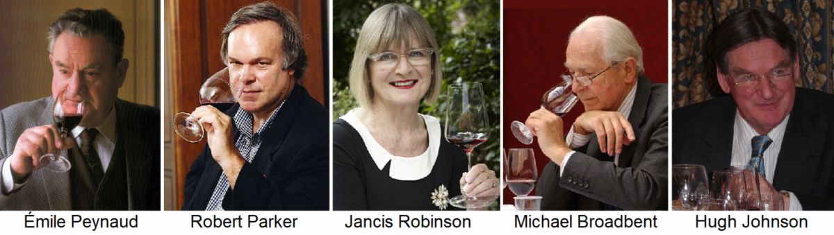 Bekannte Weinkritiker: É. Peynaud, R. Parker, J. Robinson, M. Broadbent, H. Johnson