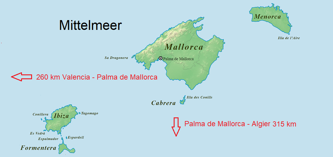 Balearen - Karte mit Inseln