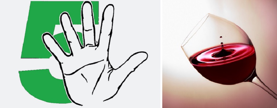 Handmethode - Hand und Weinglas