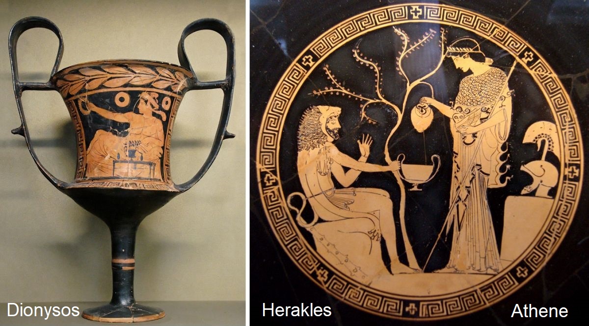 Kantharos Dionysos, Herakles und Athene