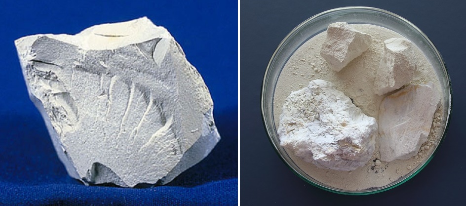 Kaolin - Gestein und Pulver