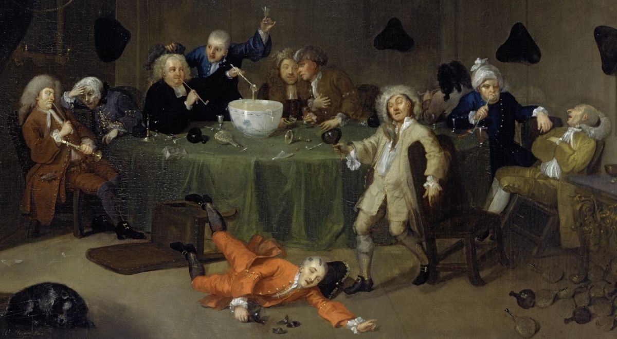 Rausch - Peinture de William Hogarth - Festin nocturne